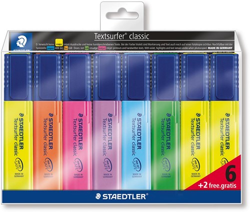 Staedtler surligneur Textsurfer Classic, étui de 8 pièces en couleurs assorties