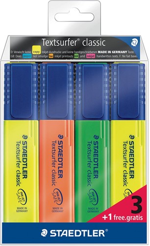 Staedtler surligneur Textsurfer Classic, étui 3 + 1 gratuit