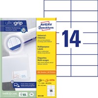 Avery Zweckform 3653, étiquettes universelles, Ultragrip, blanc, 200 feuilles, 105 x 42,3 mm 200 Vel-2