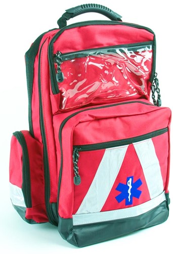 Sac à dos de premiers soins, avec pochettes modulaires pour le professionnel, rouge
