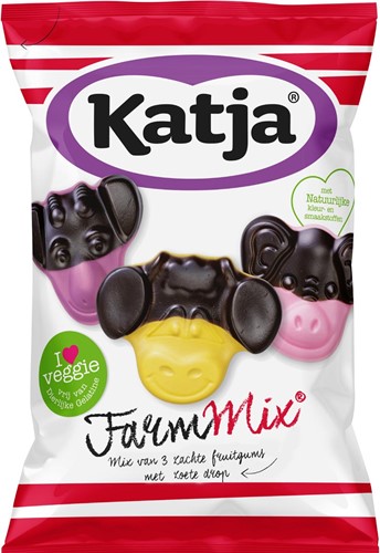 Katja Fram Mix bonbons, mélange de 3 gommes molles aux fruits avec de la réglisse, sachet de 255 g