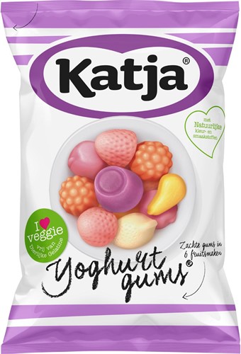 Katja Yoghurtgums bonbons, gommes molles aux 6 saveurs de fruits, sachet de 295 g
