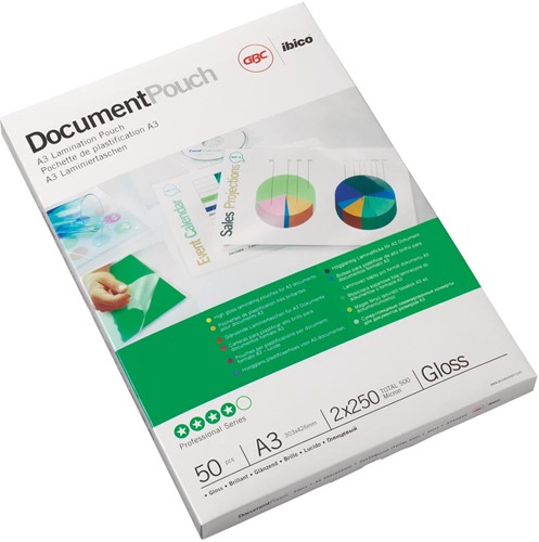 GBC Document pochette à plastifier ft A4, 76 microns (2 x 38 microns), paquet de 200 pièces