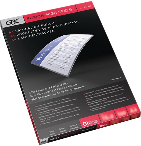 GBC HighSpeed pochette à plastifier, ft A4, 150 micron (2 x 75 micron), paquet de 100 pièces
