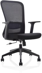 Chaise de bureau ergonomique, base en plastique, noir, paquet de 2 chaises