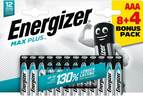 Energizer piles Max plus AAA, blister de 8+4