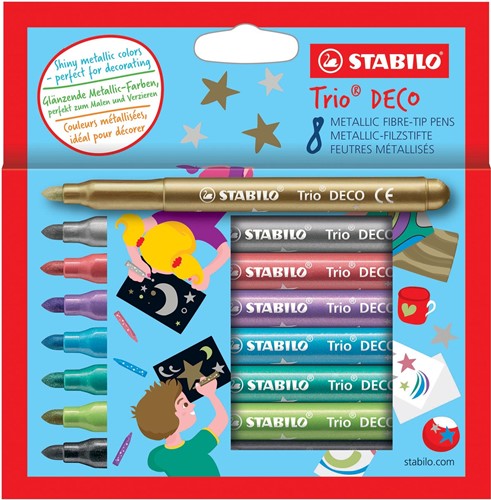 STABILO Trio DECO feutre, blister de 8 pièces en couleurs métaillisés