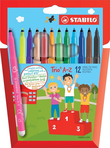 STABILO Trio A-Z feutre, étui de 12 pièces en couleurs assorties