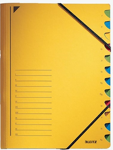 Trieur de bureau Leitz, carton, ft A4, 12 compartiments, jaune 1 Stuk