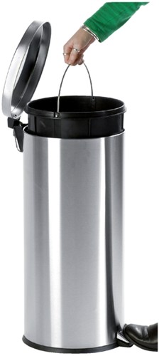 Afvalbak pedaalemmer rond 30liter mat rvs 1 Stuk