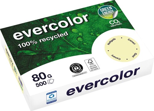 Clairefontaine Evercolor, papier couleur recyclé, A4, 80g, 500 feuilles, jaune