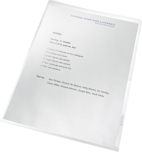 Leitz Recycle pochette coin, ft A4, PP recyclé de 140 micron, transparent, boîte de 25 pièces