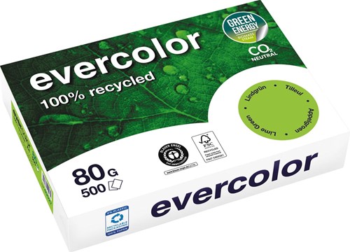 Clairefontaine Evercolor, papier couleur recyclé, A4, 80g, 500 feuilles, tilleil