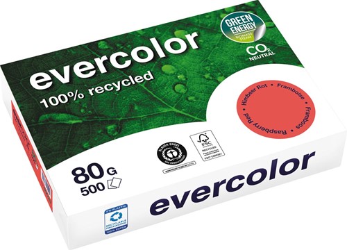 Clairefontaine Evercolor, papier couleur recyclé, A4, 80g, 500 feuilles, framboise