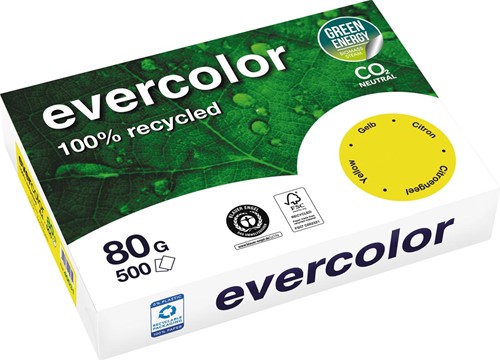 Clairefontaine Evercolor, papier couleur recyclé, A4, 80g, 500 feuilles, jonquille