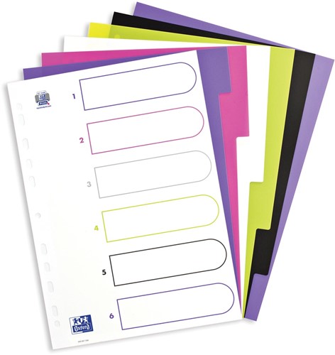 OXFORD MyColour intercalaires, format A4, en PP coloré, 11 trous, 6 onglets