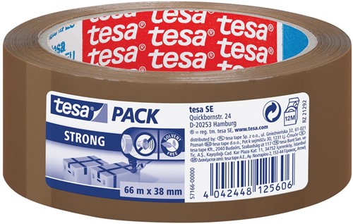 Tesa verpakkingsplakband Strong, ft 38 mm x 66 m, PP, bruin