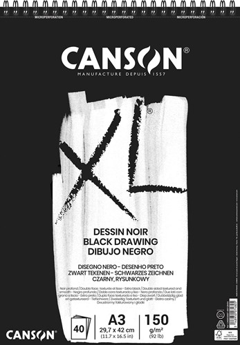 Canson bloc de dessin XL 150g/m² ft A3, 40 feuilles, noir