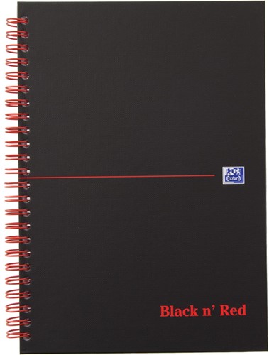 Oxford BLACK N' RED spiraalblok karton, 140 bladzijden ft A5, geruit 5 mm 1 Stuk