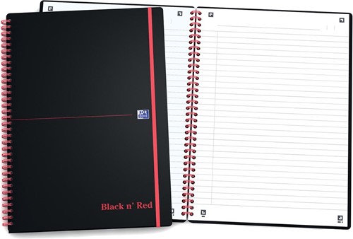 Oxford BLACK N' RED cahier spiralé en plastique, 140 pages ft A4, ligné 1 Stuk