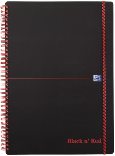 Oxford BLACK N' RED cahier spiralé en plastique, 140 pages ft A4, quadrillé 5 mm 1 Stuk