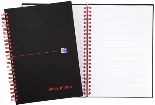 Oxford BLACK N' RED cahier spiralé en plastique, 140 pages ft A5, ligné