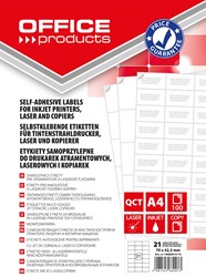 OFFICE products étiquettes, blanc, coins carrés, 100 feuilles, 70 x 42,3 mm, 21 étiquettes par feuille