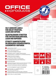 OFFICE products étiquettes, blanc, coins carrés, 100 feuilles, 210 x 297 mm, 1 étiquette par feuille