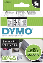 Dymo D1 tape 9 mm, zwart op transparant 1 Stuk