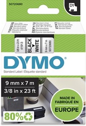 Dymo D1 tape 9 mm, zwart op wit 1 Stuk