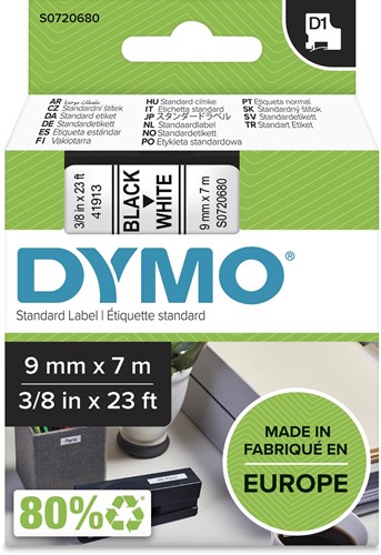 Dymo D1 ruban 9 mm, noir sur blanc 1 Stuk