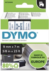 Dymo D1 tape 9 mm, blauw op wit 1 Stuk