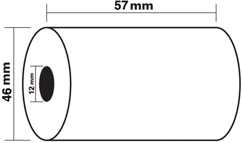 Exacompta thermische rekenrol ft 57 mm, D +-46 mm, asgat 12 mm, lengte 24 m, pak van 10 rollen