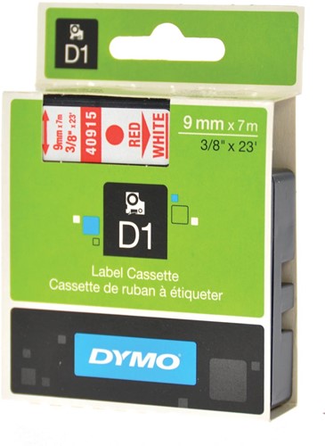 Dymo D1 ruban 9 mm, rouge sur blanc 1 Stuk