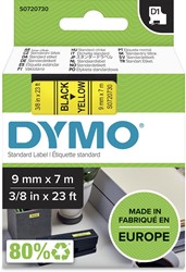 Dymo D1 tape 9 mm, zwart op geel 1 Stuk