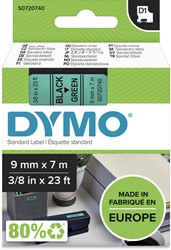 Dymo D1 tape 9 mm, zwart op groen 1 Stuk