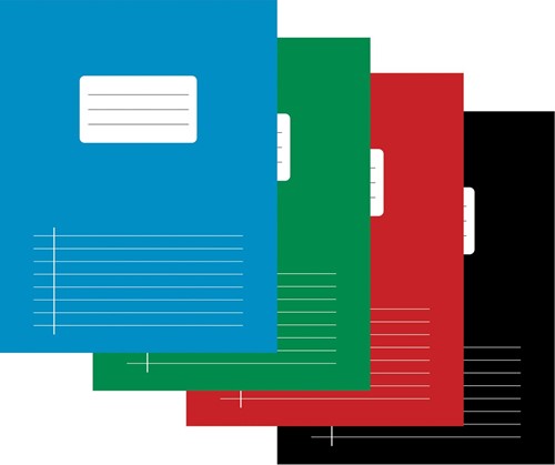 Cahier pour ft A5, ligné, 80 pages, avec voorlijn, couleurs assorties, paquet de 10 pièces