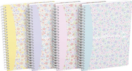 Oxford Floral couverture souple cahier à spirale, ft A5, 60 feuilles, ligné, 3 décors assortis
