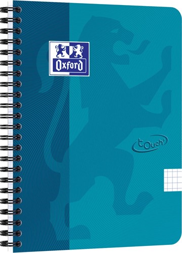 Oxford School Touch bloc spirale, ft A5, 140 pages, quadrillé 5 mm, bleu (aqua)