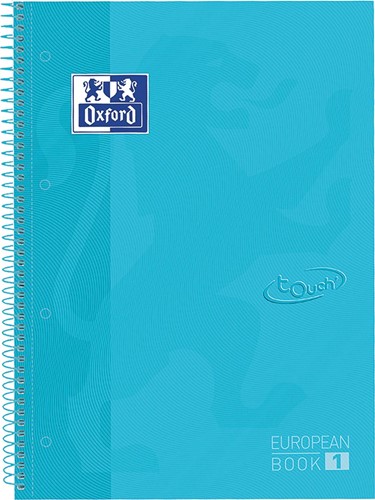 Oxford School Touch bloc spirale, ft A4+, 160 pages, quadrillé 5 mm, bleu pastel