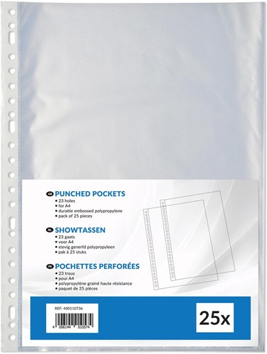 Pochettes perforée, ft A4, perforation 23 trous, paquet de 25 pièces