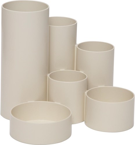MAULtubo organisateur de bureau, 6 compartiments, Ø 15 x 12,5 cm, 85 % en PS recyclée, blanc