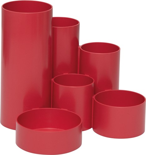 MAULtubo organisateur de bureau, 6 compartiments, Ø 15 x 12,5 cm, 85 % en PS recyclée, rouge