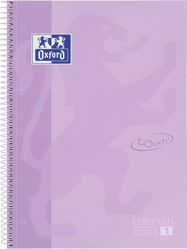 Oxford School Touch bloc spirale, ft A4+, 160 pages, quadrillé 5 mm, violet pastel