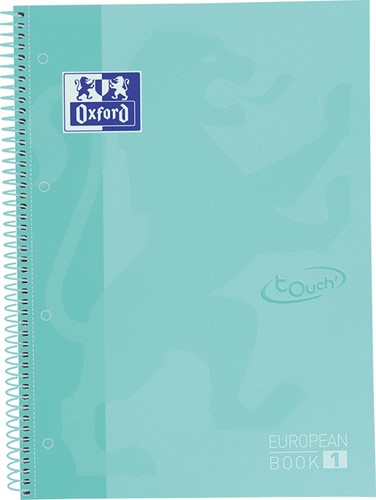 Oxford School Touch bloc spirale, ft A4+, 160 pages, quadrillé 5 mm, turquoise pastel