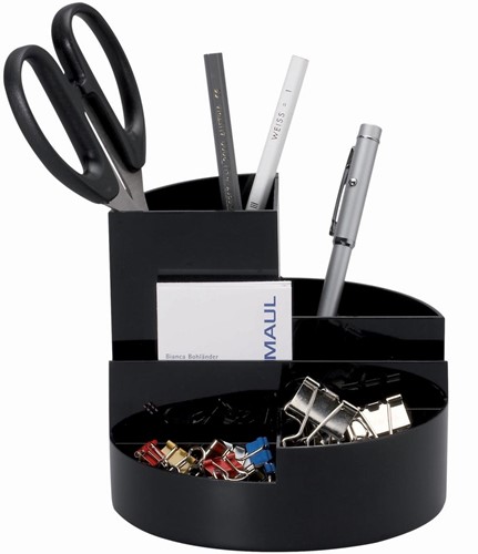 MAUL Organisateur de bureau Roundbox, Ø14x12.5cm, 7 compartiments, plumier noir 1 Stuk