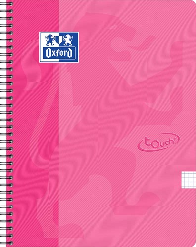 Oxford School Touch bloc spirale, ft A4, 140 pages, quadrillé 5 mm,  rose