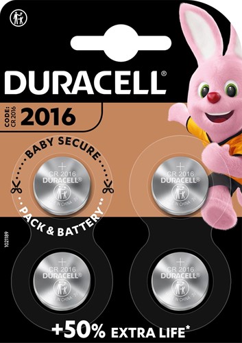 Duracell knoopcel Specialty Electronics CR2016, blister van 4 stuks