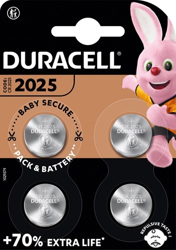 Duracell knoopcel Specialty Electronics CR2025, blister van 4 stuks
