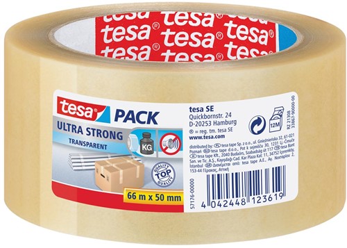 Tesa ruban adhésif d'emballage Ultra Strong, ft 50 mm x 66 m, PVC, transparent 1 Stuk